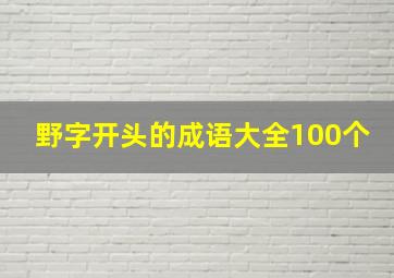 野字开头的成语大全100个