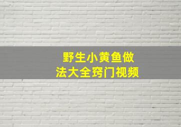 野生小黄鱼做法大全窍门视频