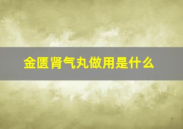 金匮肾气丸做用是什么