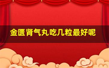 金匮肾气丸吃几粒最好呢