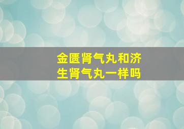 金匮肾气丸和济生肾气丸一样吗