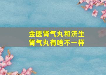 金匮肾气丸和济生肾气丸有啥不一样