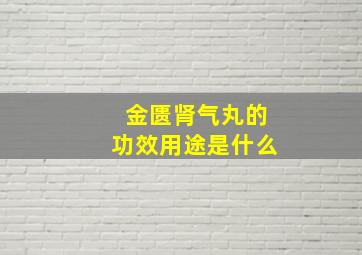 金匮肾气丸的功效用途是什么