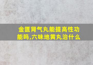 金匮肾气丸能提高性功能吗,六味地黄丸治什么