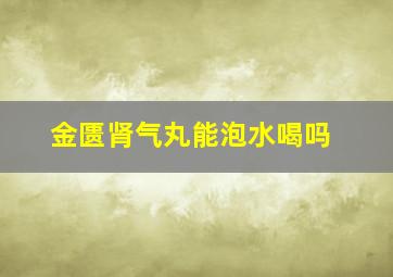 金匮肾气丸能泡水喝吗