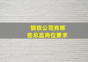 钢铁公司有哪些总监岗位要求