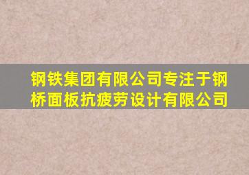 钢铁集团有限公司专注于钢桥面板抗疲劳设计有限公司