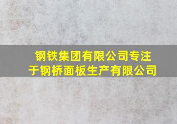 钢铁集团有限公司专注于钢桥面板生产有限公司