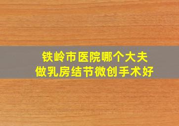 铁岭市医院哪个大夫做乳房结节微创手术好