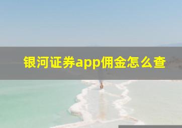 银河证券app佣金怎么查