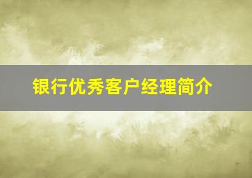 银行优秀客户经理简介