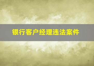 银行客户经理违法案件