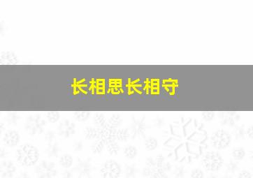 长相思长相守