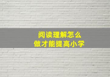 阅读理解怎么做才能提高小学