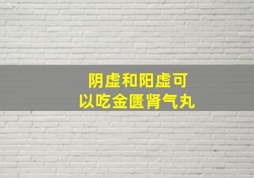 阴虚和阳虚可以吃金匮肾气丸