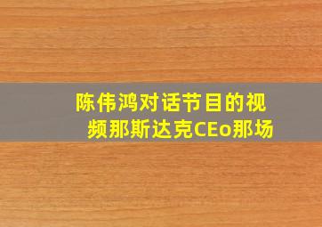 陈伟鸿对话节目的视频那斯达克CEo那场