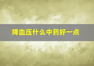 降血压什么中药好一点