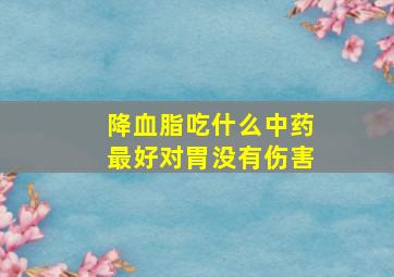 降血脂吃什么中药最好对胃没有伤害