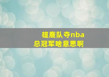 雄鹿队夺nba总冠军啥意思啊