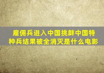 雇佣兵进入中国挑衅中国特种兵结果被全消灭是什么电影