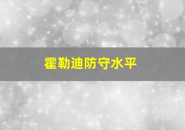 霍勒迪防守水平