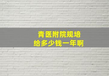 青医附院规培给多少钱一年啊