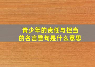 青少年的责任与担当的名言警句是什么意思