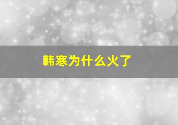 韩寒为什么火了