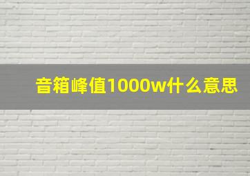 音箱峰值1000w什么意思