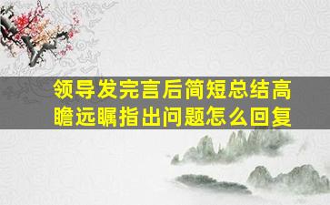 领导发完言后简短总结高瞻远瞩指出问题怎么回复