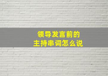 领导发言前的主持串词怎么说