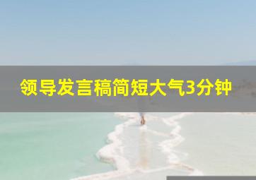 领导发言稿简短大气3分钟