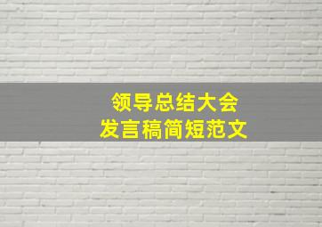 领导总结大会发言稿简短范文