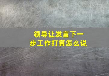 领导让发言下一步工作打算怎么说