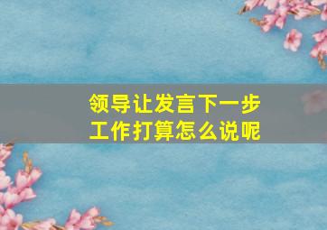 领导让发言下一步工作打算怎么说呢