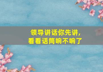 领导讲话你先讲,看看话筒响不响了