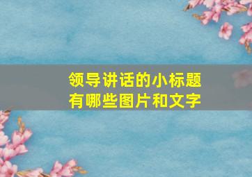 领导讲话的小标题有哪些图片和文字