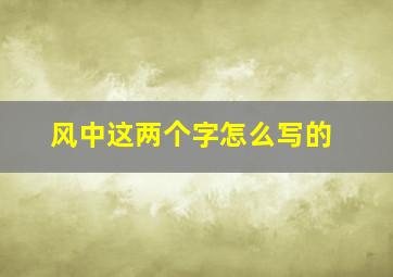 风中这两个字怎么写的