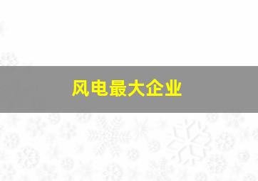 风电最大企业