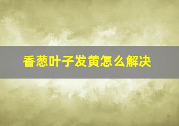 香葱叶子发黄怎么解决