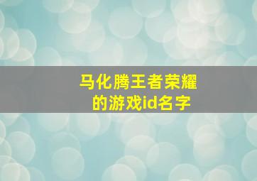 马化腾王者荣耀的游戏id名字