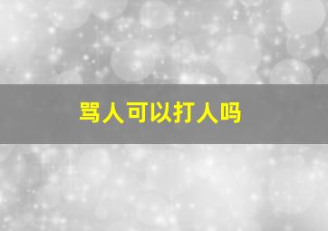 骂人可以打人吗