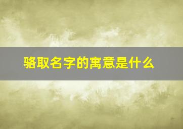 骆取名字的寓意是什么