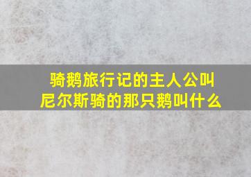 骑鹅旅行记的主人公叫尼尔斯骑的那只鹅叫什么