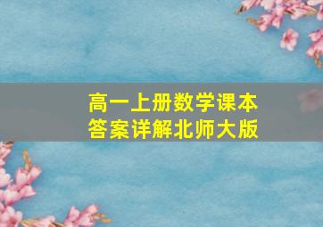 高一上册数学课本答案详解北师大版