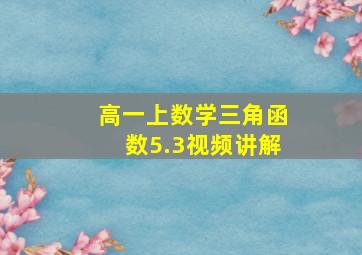 高一上数学三角函数5.3视频讲解