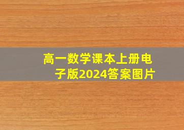 高一数学课本上册电子版2024答案图片