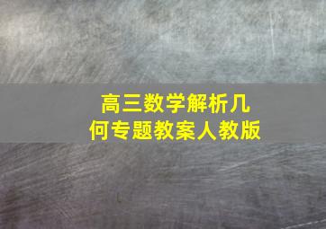 高三数学解析几何专题教案人教版