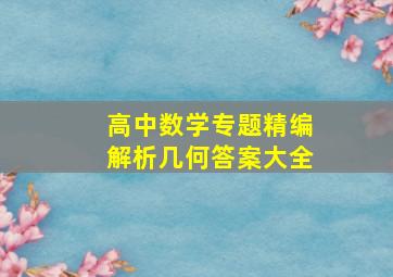 高中数学专题精编解析几何答案大全