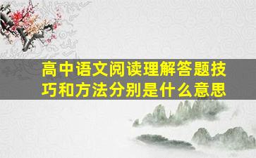 高中语文阅读理解答题技巧和方法分别是什么意思